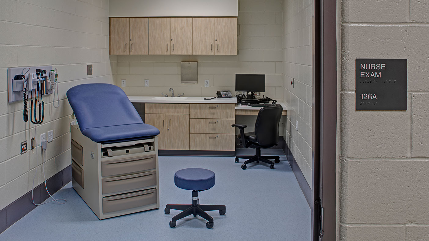 The center features an area dedicated for physical and behavioral health. The building was designed to meet all the needs of the youth and cut down on transporting the juveniles to offsite locations.    