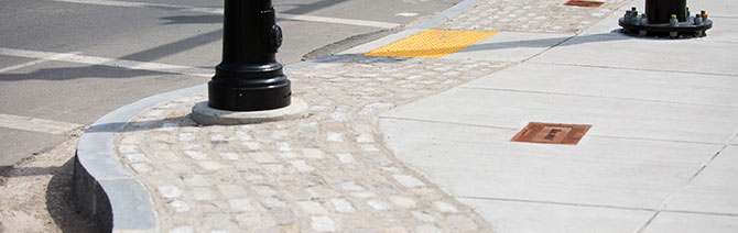 Newly constructed bump-out along Route 1A.