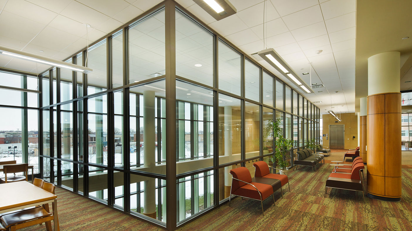 Our design integrated library usage into students’ daily lives by connecting the south end of the building directly to the Student Resource Center (SRC) art gallery space and lounge areas.