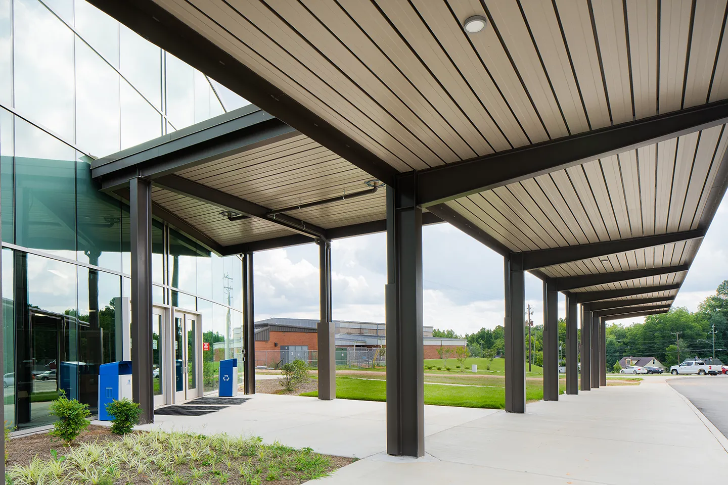 As part of the demolition and construction, the new two-story building also includes infrastructure and security improvements.