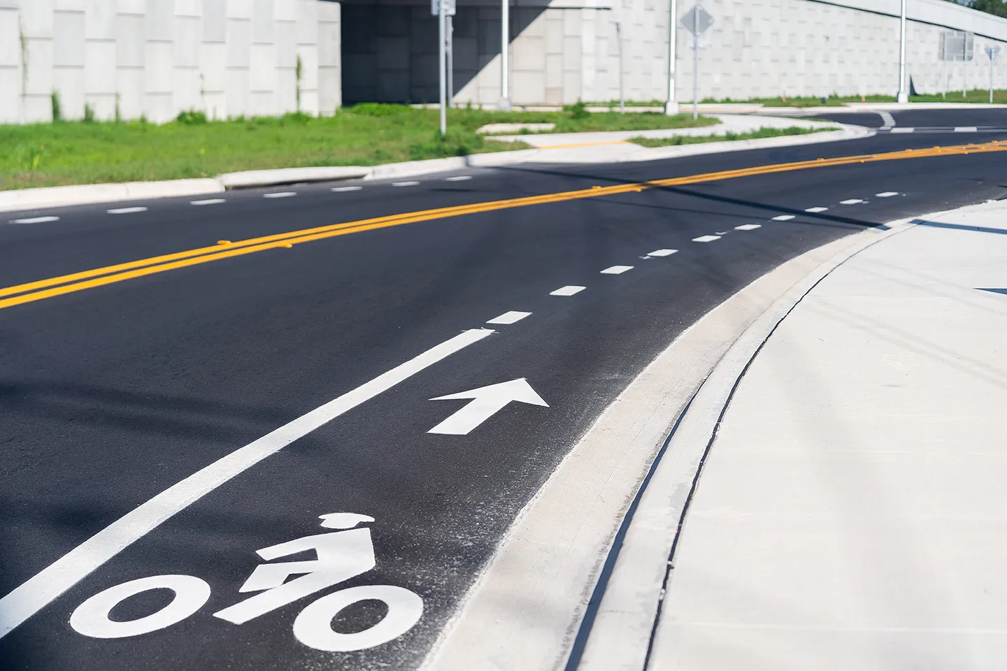 The project adds bike lanes to help with safe passage for bicyclists.