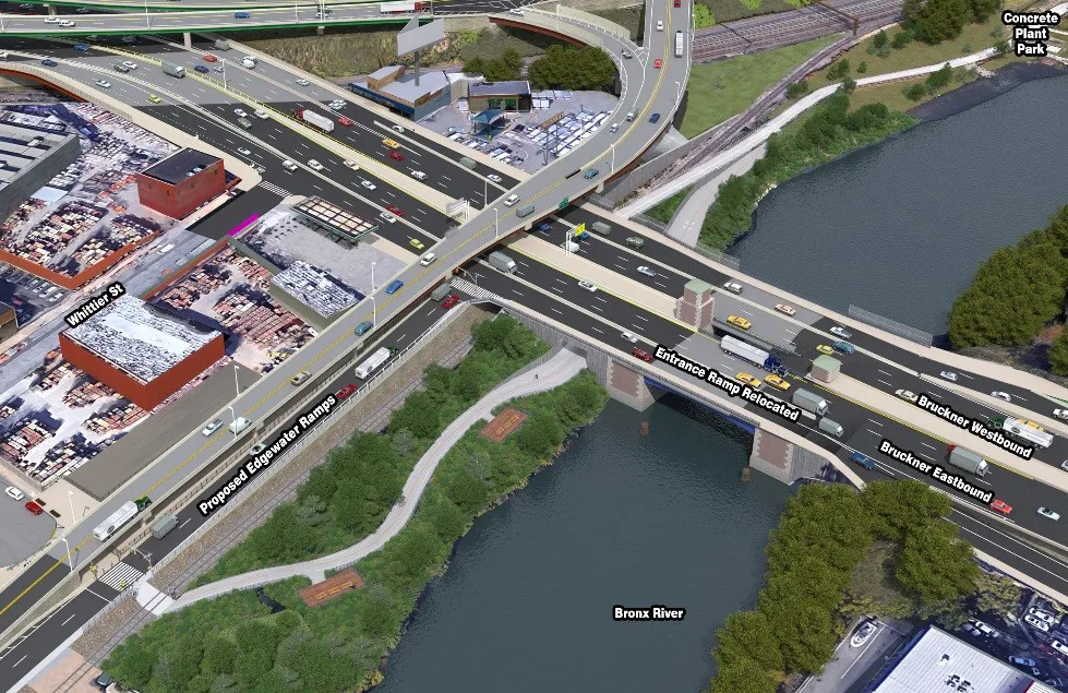 The new Edgewater Road ramps delivered through contract 1 provides direct access to the Hunts Point Peninsula from the Bruckner and Sheridan Expressways.