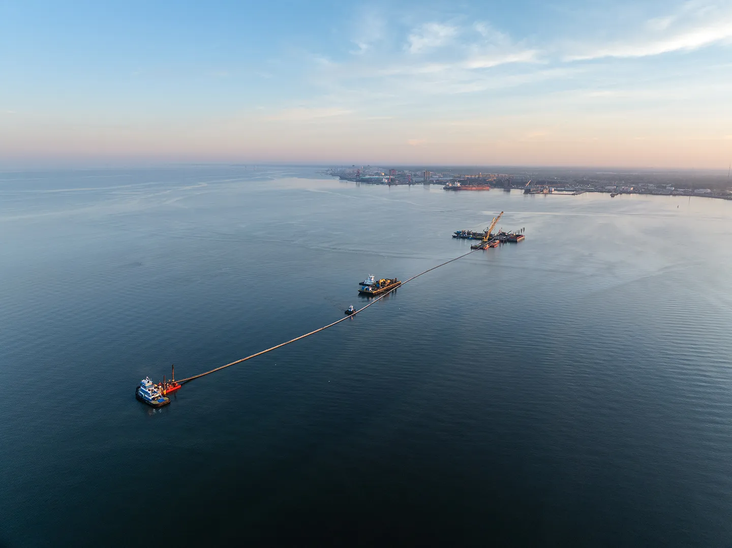 This installation is the current single longest high-density polyethylene pipe installation of this diameter worldwide using horizontal directional drilling. Photo courtesy of Garney Construction.
