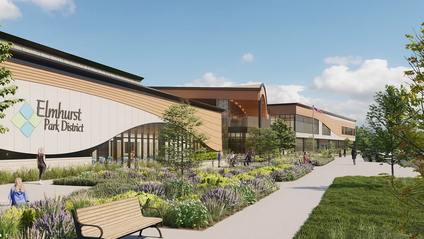 Rendering of the new Joanne B. Wagner Community Center, which covers 130,000 square feet and includes several multi-purpose and recreational sport spaces.